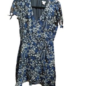 J Crew Woman's Navy Blue Flower Dress SZ 2
